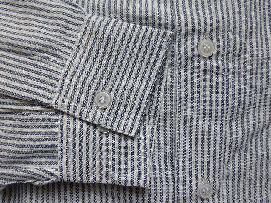 Collarless shirt – Pinstripe – Dark Blue | Cambridge Shirt Company